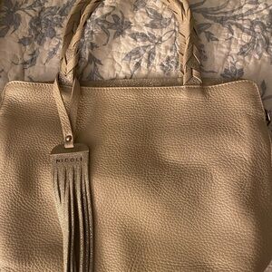 NICOLI Beige Textured Tote Bag
